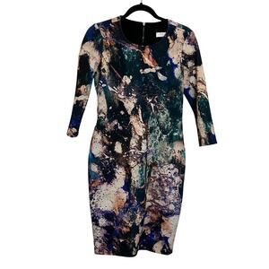 Hunter Bell New York Scuba Sheath Dress Size M Multicolor Abstract‎ Print